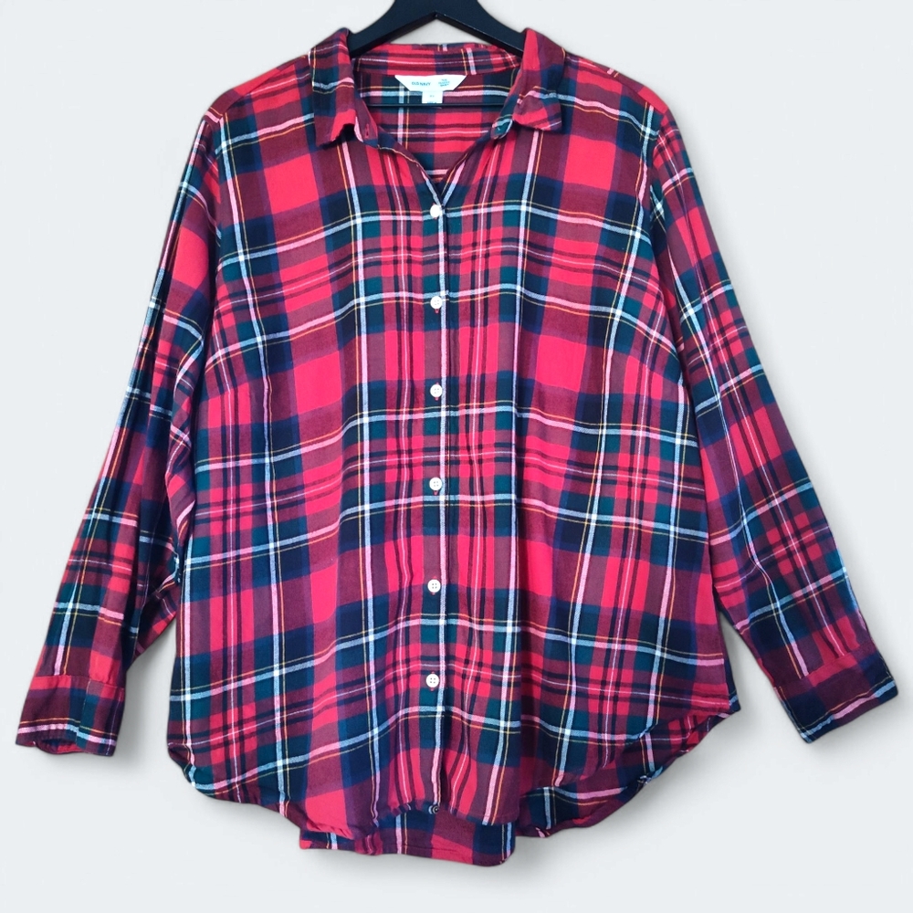 Old Navy Classic Shirt Plaid Button Up Womens XXL Plus Size